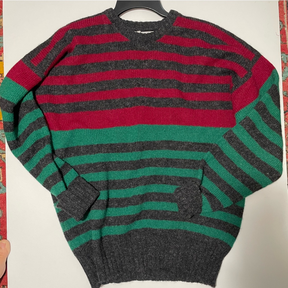 Vintage McGeorge of Ireland red grey green wool mens Sweater M Y2K